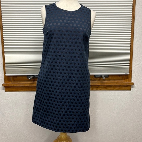 GAP NWT Deep True Navy Jacquard Dot Sleeveless Shift Dress Size Small - Picture 1 of 10